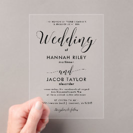 黒スタイリッシュ書優雅な結婚式 アクリル招待状