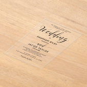 黒スタイリッシュ書優雅な結婚式 アクリル招待状 (レイダウン)