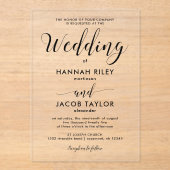 黒スタイリッシュ書優雅な結婚式 アクリル招待状 (正面)