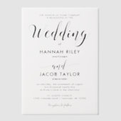 黒スタイリッシュ書優雅な結婚式 ベラム紙招待状 (正面)