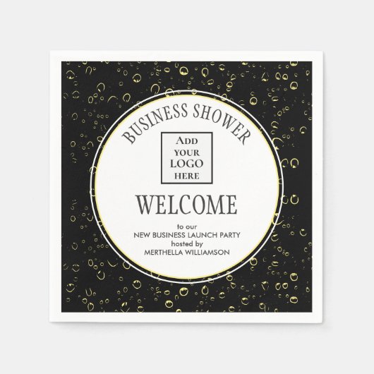 黒スタイリッシュ業務用シャワーペーパーナプキン スタンダードカクテルナプキン (正面)