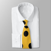 黒スタイリッシュ水玉模様オン金ゴールドイエローネックタイ ネクタイ (タイ)