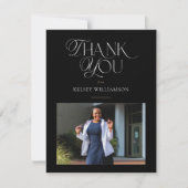 黒スタイリッシュ混合文字フォトサンキューカード サンキューカード (正面)