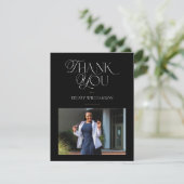 黒スタイリッシュ混合文字フォトサンキューカード サンキューカード (スタンド正面)