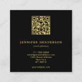 黒スタイリッシュ濁音金ゴールドQRコードプロフェッショナル スクエア名刺 (裏面)