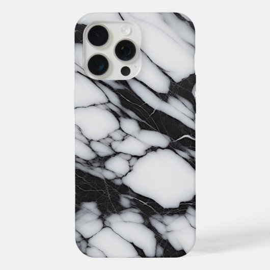 黒スタイリッシュ灰色の白い大理石の波アートパターン iPhoneケース (裏面)