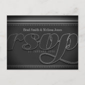 黒スタイリッシュ灰色シルバーポストカード インビテーションポストカード (正面)