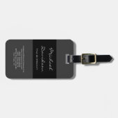 黒スタイリッシュ灰色スクリプクラシカルト・ビジネス・カード ラゲッジタグ (正面横)