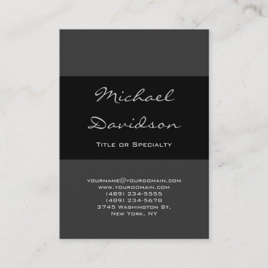 黒スタイリッシュ灰色スクリプクラシカルト・ビジネス・カード 名刺 (正面)
