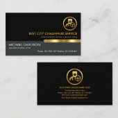 黒スタイリッシュ灰色レイヤ金ゴールドタブショーフードドライバ 名刺 (正面/裏面)