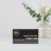 黒スタイリッシュ灰色レイヤ金ゴールドタブトラック輸送 名刺 (スタンド正面)