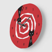 黒スタイリッシュ猫 ラージ壁時計 (傾斜)