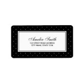 黒スタイリッシュ白のクラシック水玉模様アドレス ラベル (正面)