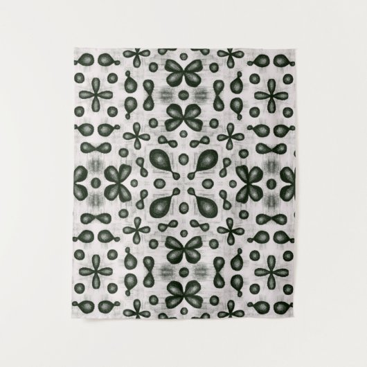 黒スタイリッシュ白の化学パターン タペストリー (正面)