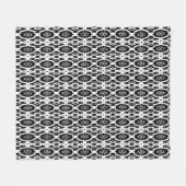 黒スタイリッシュ白の楕円ジオメトリパターン フリースブランケット (正面(横))