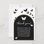 黒スタイリッシュ白の赤ん男女兼用坊シャワー サンキューカード (正面)