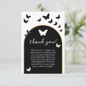 黒スタイリッシュ白の赤ん男女兼用坊シャワー サンキューカード (スタンド正面)