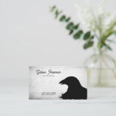 黒スタイリッシュ白クロウシルエットタトゥー 名刺 (スタンド正面)