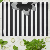 黒スタイリッシュ白ストライプ キッチンタオル (折り畳み)