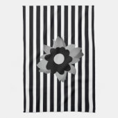 黒スタイリッシュ白ストライプ キッチンタオル (縦)