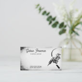 黒スタイリッシュ白タトゥーガン 名刺 (スタンド正面)