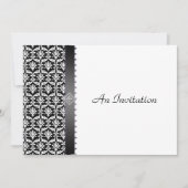 黒スタイリッシュ白ダマスクカスタム招待状 招待状 (正面)
