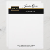 黒スタイリッシュ白デザイン レターヘッド (正面/裏面)