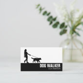 黒スタイリッシュ白ドッグウォーカー 名刺 (スタンド正面)