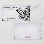 黒スタイリッシュ白バタフライタトゥーショップ 名刺 (正面/裏面)