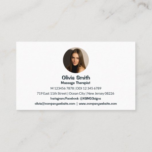 黒スタイリッシュ白マッサージ名刺 ロイヤリティカード (裏面)