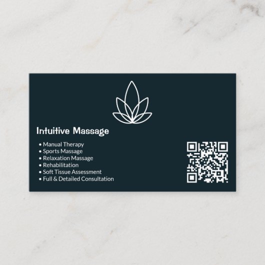 黒スタイリッシュ白マッサージ名刺 ロイヤリティカード (正面)