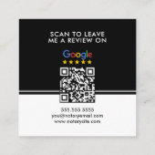 黒スタイリッシュ白レビューQR公証人 スクエア名刺 (裏面)