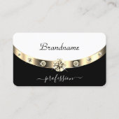 黒スタイリッシュ白金ゴールドダイヤきらめくモンド 名刺 (正面)