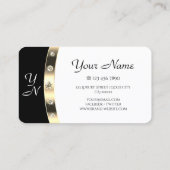 黒スタイリッシュ白金ゴールドダイヤきらめくモンド 名刺 (裏面)