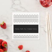 黒スタイリッシュ白 スタンダードカクテルナプキン (インサイチュ)