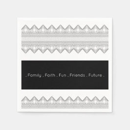 黒スタイリッシュ白 スタンダードカクテルナプキン