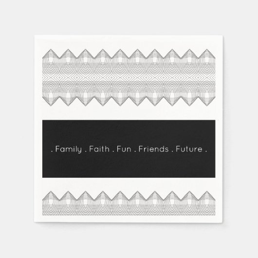 黒スタイリッシュ白 スタンダードカクテルナプキン (正面)