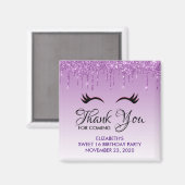 黒スタイリッシュ睫毛&パープルグリッター誕生日 マグネット (正面/裏面)