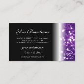 黒スタイリッシュ紫グリッターモノグラきらめくム 名刺 (裏面)
