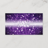 黒スタイリッシュ紫グリッターモノグラきらめくム 名刺 (正面)