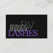 黒スタイリッシュ紫モノグラムとフォトシンプル 名刺 (正面)