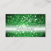黒スタイリッシュ緑グリッターモノグラきらめくム 名刺 (正面)