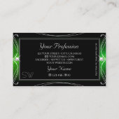 黒スタイリッシュ緑スパークル華美ジュエリーモノグラム 名刺 (裏面)