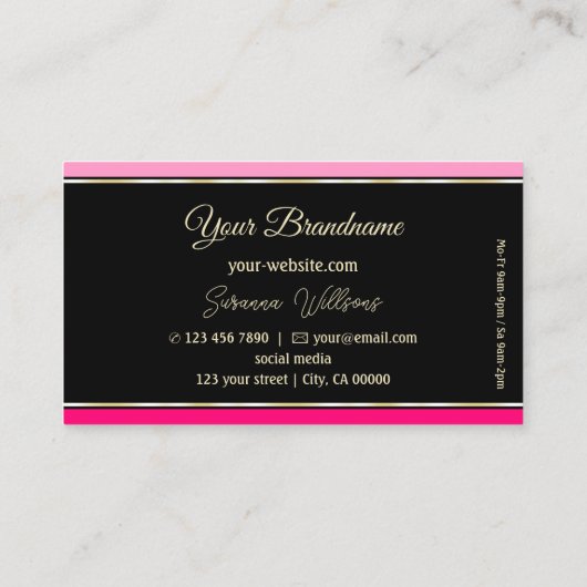黒スタイリッシュ縁どのピンクモダンロゴ 名刺 (裏面)