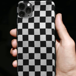 黒スタイリッシュ色と白の市松模様 iPhone 13ケース