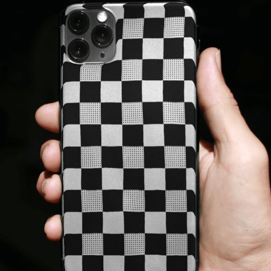 黒スタイリッシュ色と白の市松模様 Case-Mate iPhoneケース