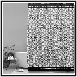 黒スタイリッシュ色と白の幾何学的パターン シャワーカーテン