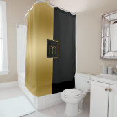 黒スタイリッシュ色と金ゴールド幾何学的デザイン シャワーカーテン (インサイチュ)