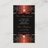 黒スタイリッシュ色の赤い華美オーナメント 名刺 (裏面)