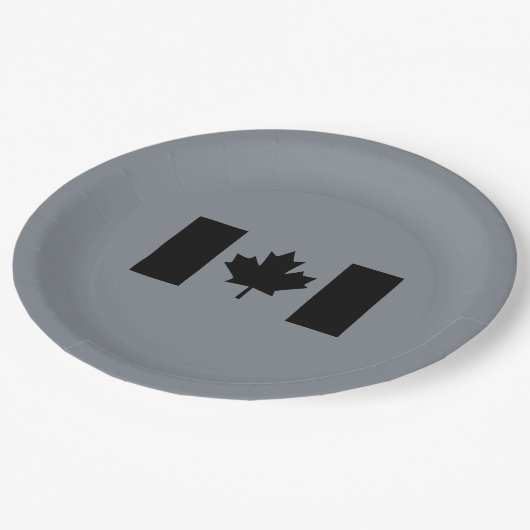 黒スタイリッシュ色カナダ国旗 ペーパープレート (アングル)